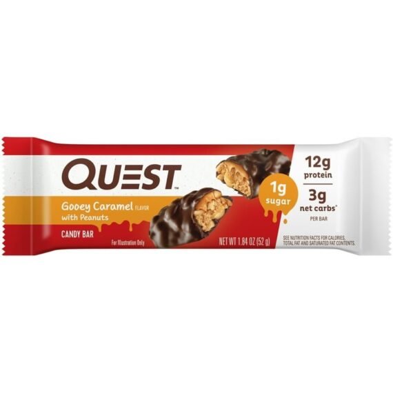 QUEST CANDY BAR GOOEY CARAMEL WITH PEAUNTS 52G